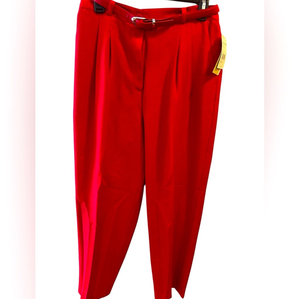 Vintage Vivid Red Textured Casual Straight Leg Pants by Studio Works Size=12 NWT